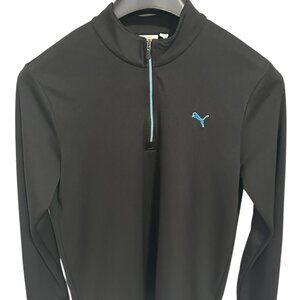 PUMA Men's Size Medium Pullover Sweater Half Zip Unique Black Blue